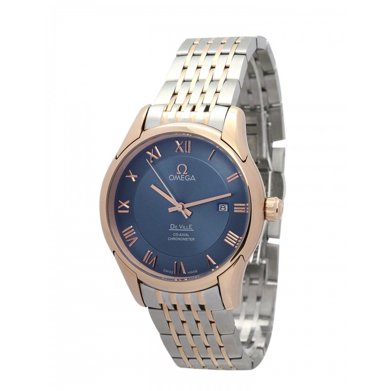 UK Rose Gold Steel Omega De Ville Hour Vision-41 MM