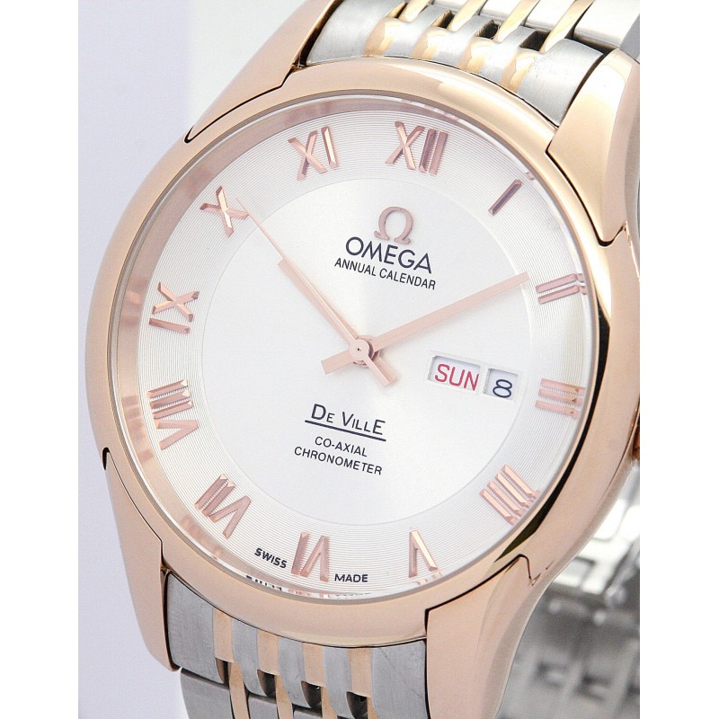 UK Rose Gold Steel Omega De Ville Hour Vision-41 MM