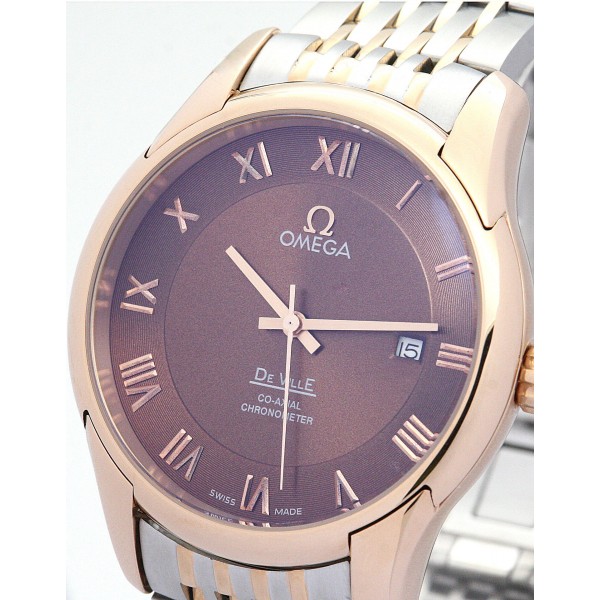 UK Rose Gold Steel Omega De Ville Hour Vision-41 MM