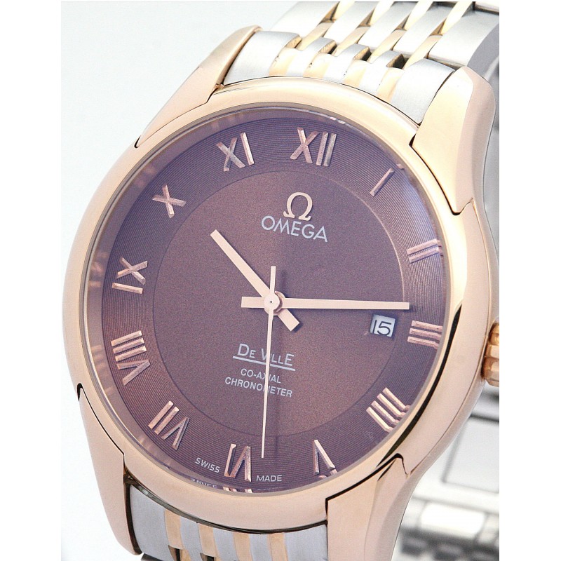 UK Rose Gold Steel Omega De Ville Hour Vision-41 MM